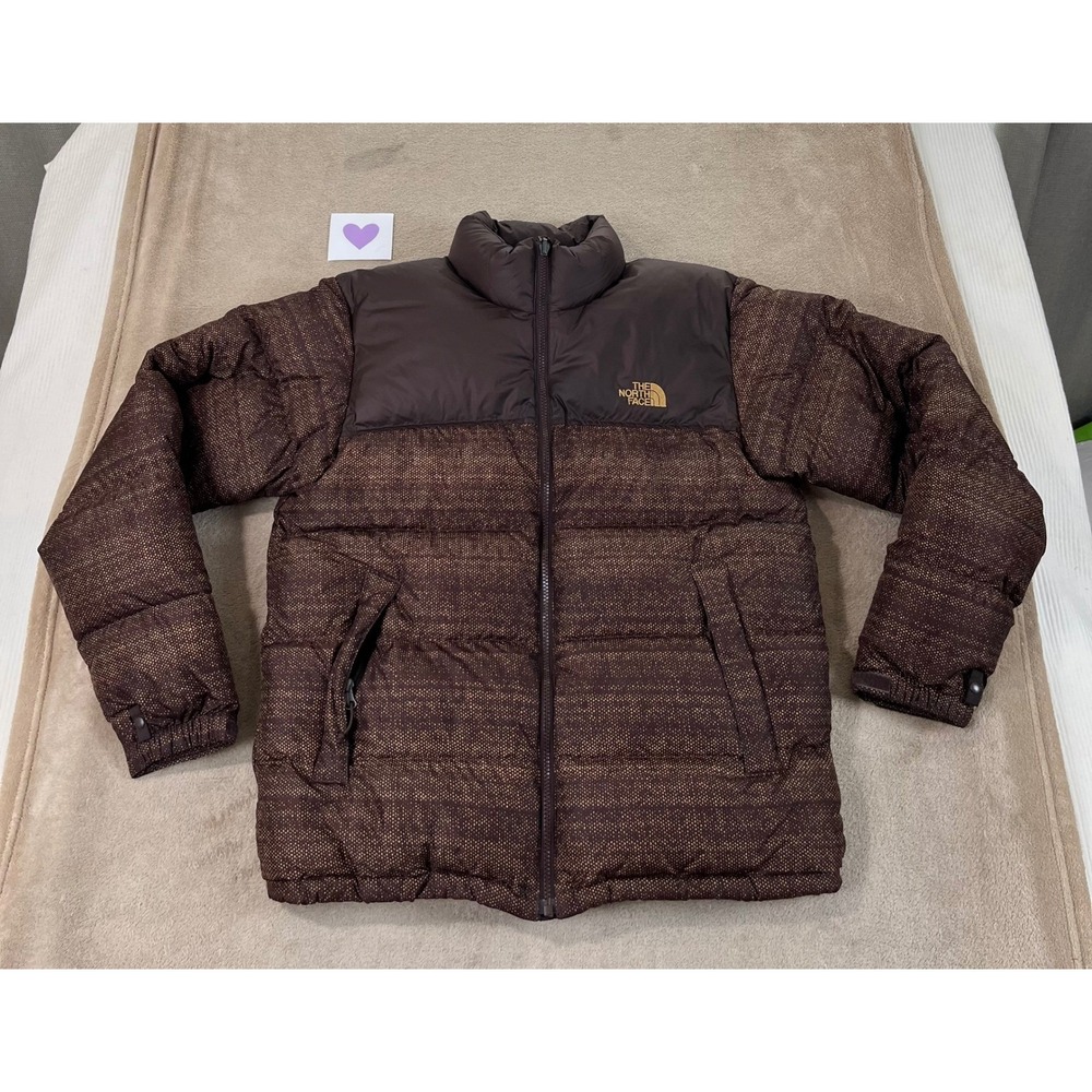 The North Face Nuptse 1996 Puffer Jacket Men's Medium Brown Polyester L/S GOOD